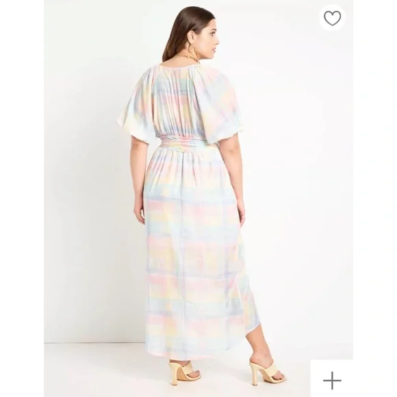 NWT ELOQUII Full Sleeve Wrap Dress - Lily Plaid - Picture 5 of 9